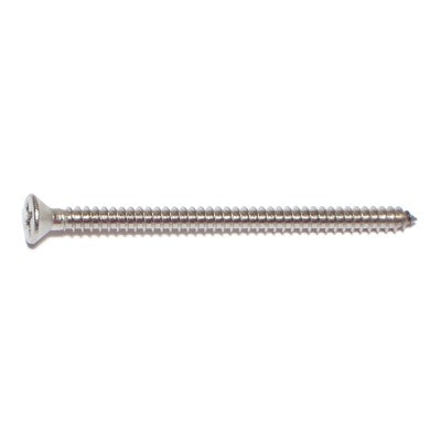#8 x 2-1/2" 18-8 Stainless Steel Phillips Flat Head Sheet Metal Screws