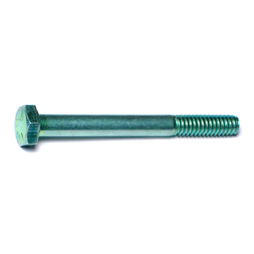 1/4"-20 x 2-1/2" Green Rinsed Zinc Plated Grade 5 Steel Coarse Thread Hex Cap Screws