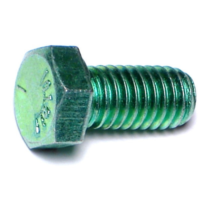 3/8"-16 x 3/4" Green Rinsed Zinc Plated Grade 5 Steel Coarse Thread Hex Cap Screws