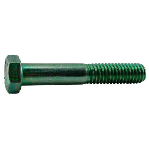 3/8"-16 x 2-1/4" Green Rinsed Zinc Plated Grade 5 Steel Coarse Thread Hex Cap Screws