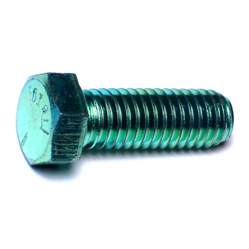 7/16"-14 x 1-1/4" Green Rinsed Zinc Plated Grade 5 Steel Coarse Thread Hex Cap Screws