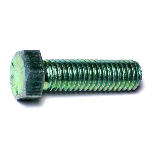 7/16"-14 x 1-1/2" Green Rinsed Zinc Plated Grade 5 Steel Coarse Thread Hex Cap Screws
