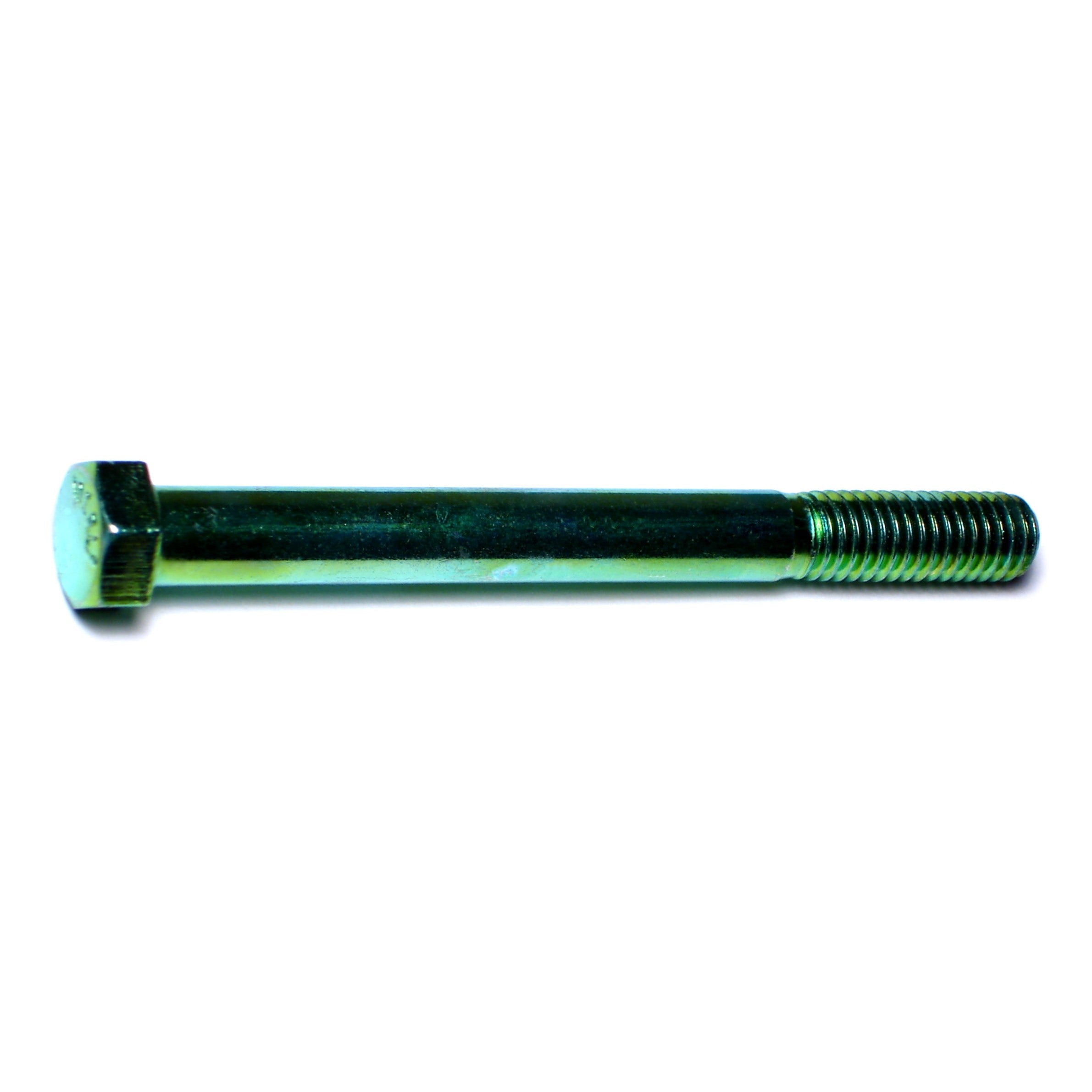 7/16"-14 x 4-1/2" Green Rinsed Zinc Plated Grade 5 Steel Coarse Thread Hex Cap Screws