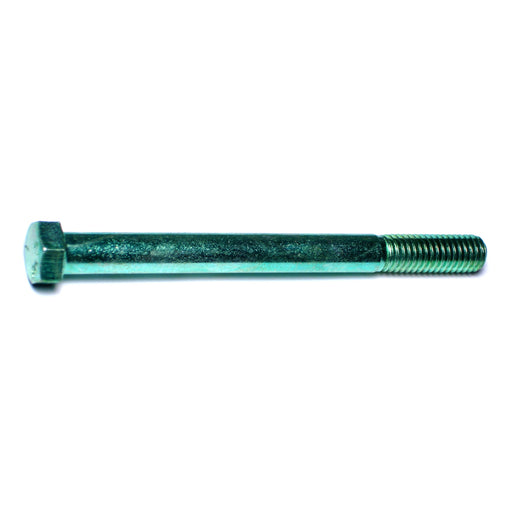 7/16"-14 x 5" Green Rinsed Zinc Plated Grade 5 Steel Coarse Thread Hex Cap Screws