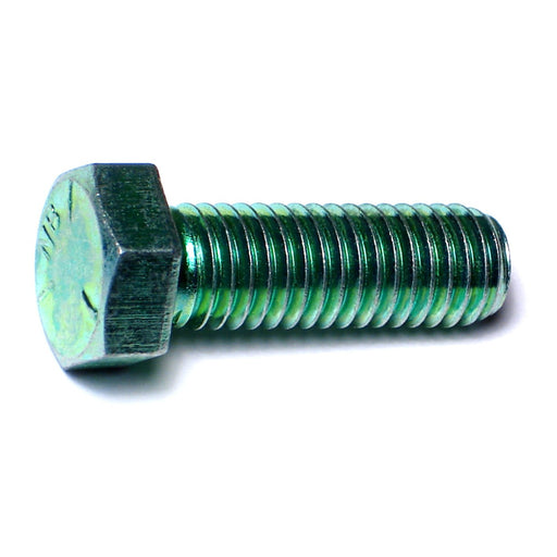 1/2"-13 x 1-1/2" Green Rinsed Zinc Plated Grade 5 Steel Coarse Thread Hex Cap Screws