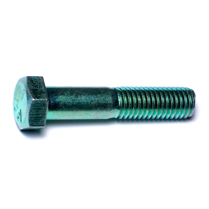 1/2"-13 x 2-1/2" Green Rinsed Zinc Plated Grade 5 Steel Coarse Thread Hex Cap Screws