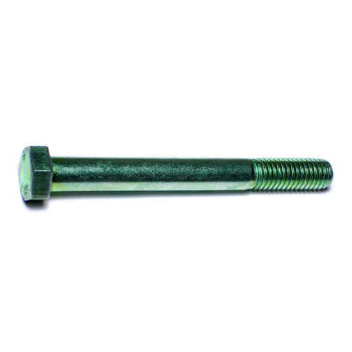 1/2"-13 x 4-1/2" Green Rinsed Zinc Plated Grade 5 Steel Coarse Thread Hex Cap Screws