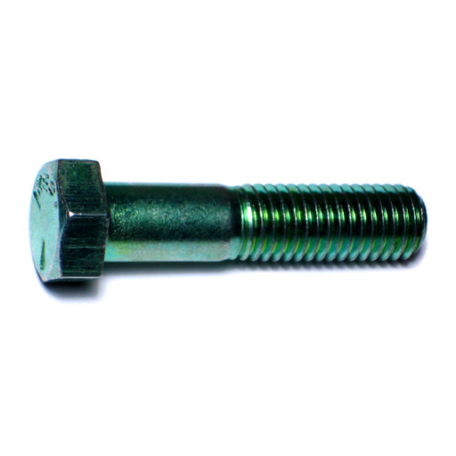 9/16"-12 x 2-1/2" Green Rinsed Zinc Plated Grade 5 Steel Coarse Thread Hex Cap Screws