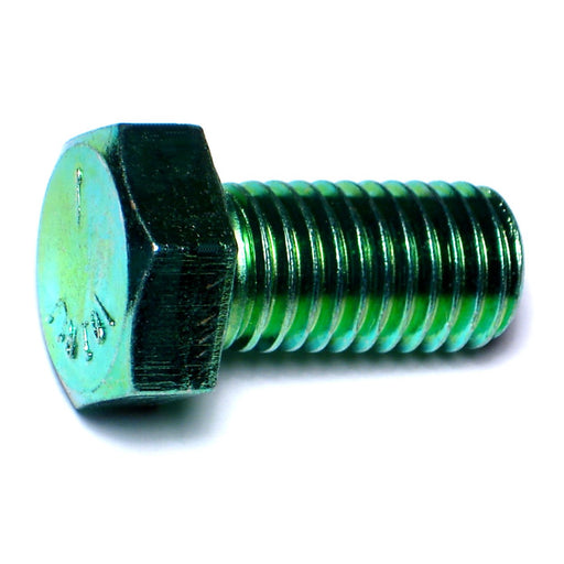5/8"-11 x 1-1/4" Green Rinsed Zinc Plated Grade 5 Steel Coarse Thread Hex Cap Screws