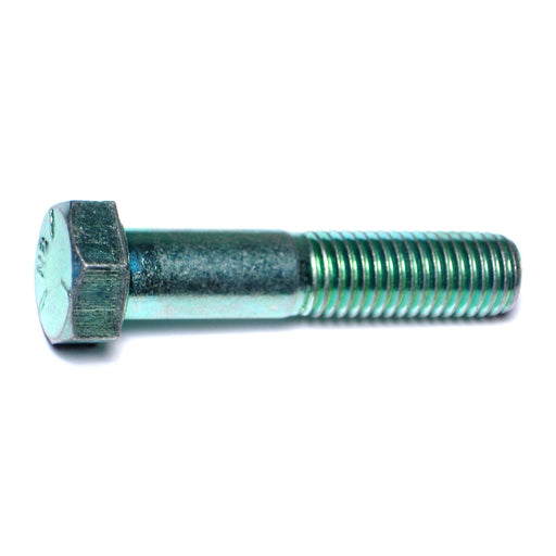 5/8"-11 x 3" Green Rinsed Zinc Plated Grade 5 Steel Coarse Thread Hex Cap Screws