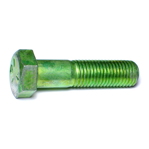 7/8"-9 x 3-1/2" Green Rinsed Zinc Plated Grade 5 Steel Coarse Thread Hex Cap Screws