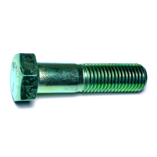 1"-8 x 4" Green Rinsed Zinc Plated Grade 5 Steel Coarse Thread Hex Cap Screws