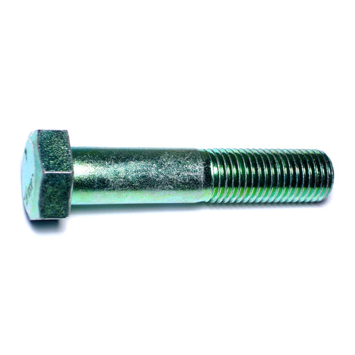 1"-8 x 5" Green Rinsed Zinc Plated Grade 5 Steel Coarse Thread Hex Cap Screws