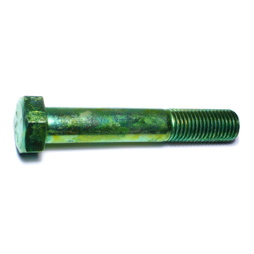 1"-8 x 6" Green Rinsed Zinc Plated Grade 5 Steel Coarse Thread Hex Cap Screws