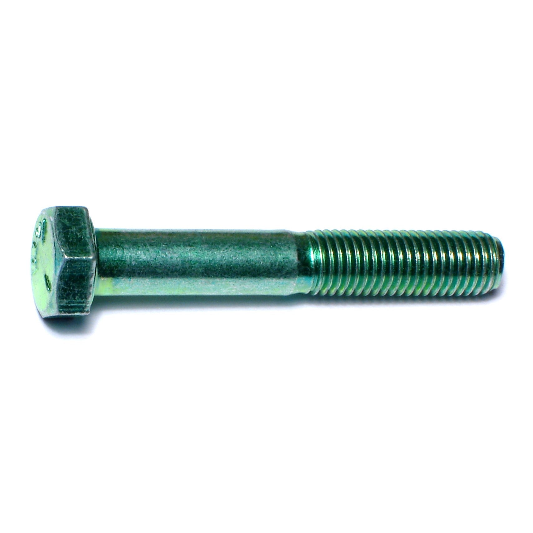 5/16"-24 x 2" Green Rinsed Zinc Plated Grade 5 Steel Fine Thread Hex Cap Screws
