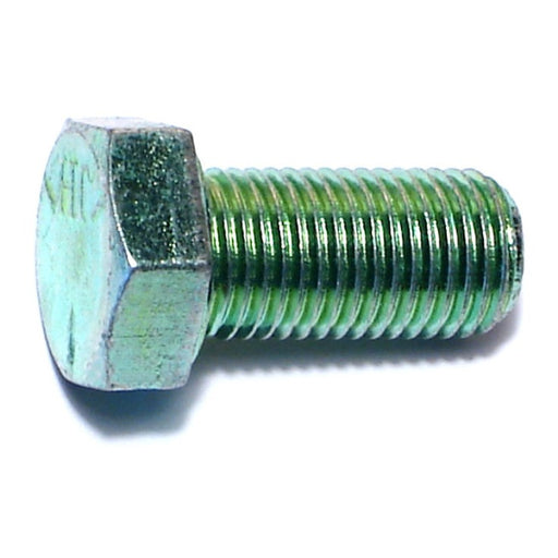 3/8"-24 x 3/4" Green Rinsed Zinc Plated Grade 5 Steel Fine Thread Hex Cap Screws