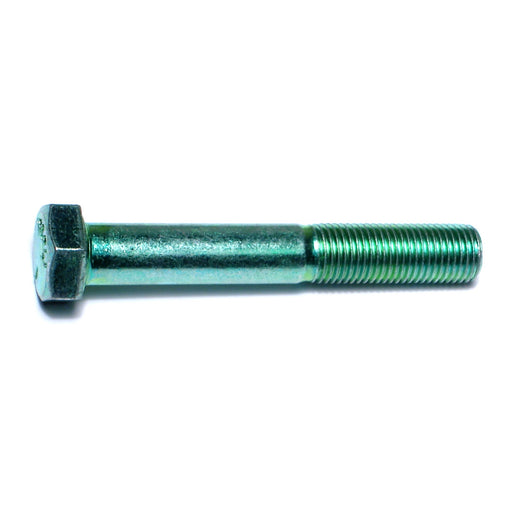 3/8"-24 x 2-1/2" Green Rinsed Zinc Plated Grade 5 Steel Fine Thread Hex Cap Screws
