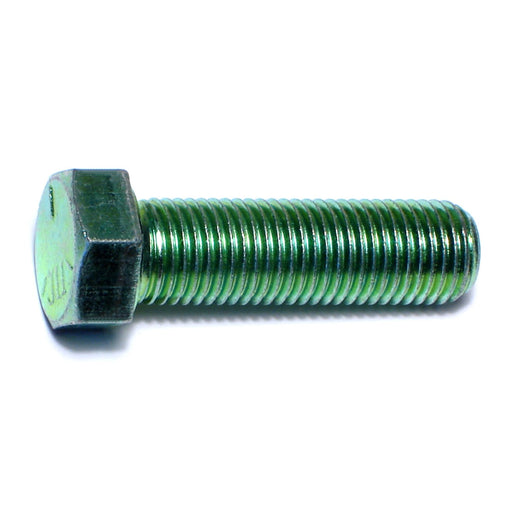 7/16"-20 x 1-1/2" Green Rinsed Zinc Plated Grade 5 Steel Fine Thread Hex Cap Screws