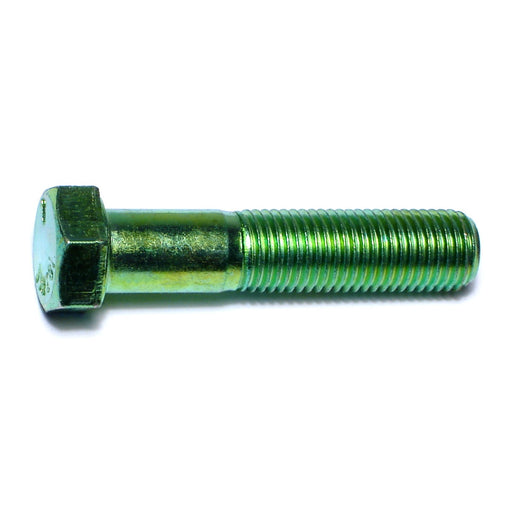 7/16"-20 x 2" Green Rinsed Zinc Plated Grade 5 Steel Fine Thread Hex Cap Screws