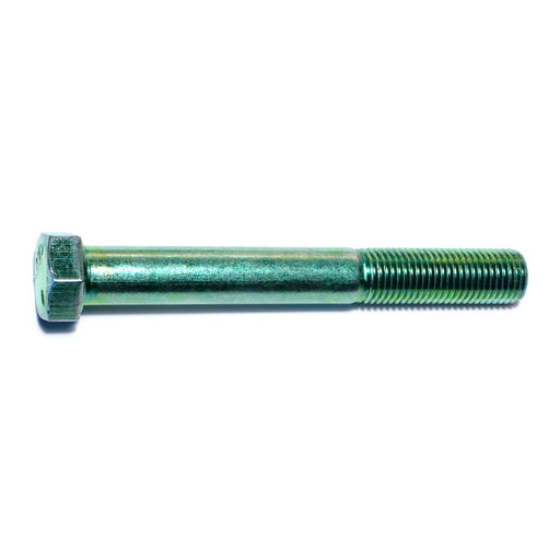 7/16"-20 x 3-1/2" Green Rinsed Zinc Plated Grade 5 Steel Fine Thread Hex Cap Screws
