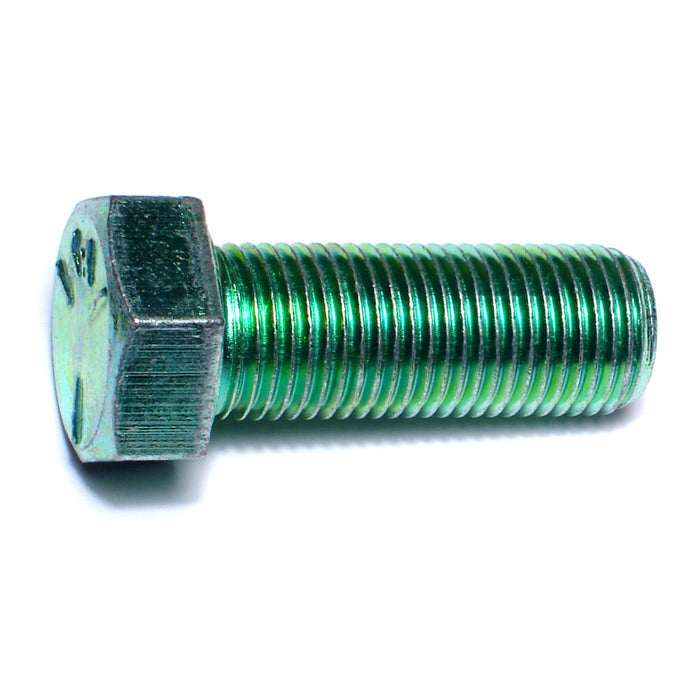 9/16"-18 x 1-1/2" Green Rinsed Zinc Plated Grade 5 Steel Fine Thread Hex Cap Screws