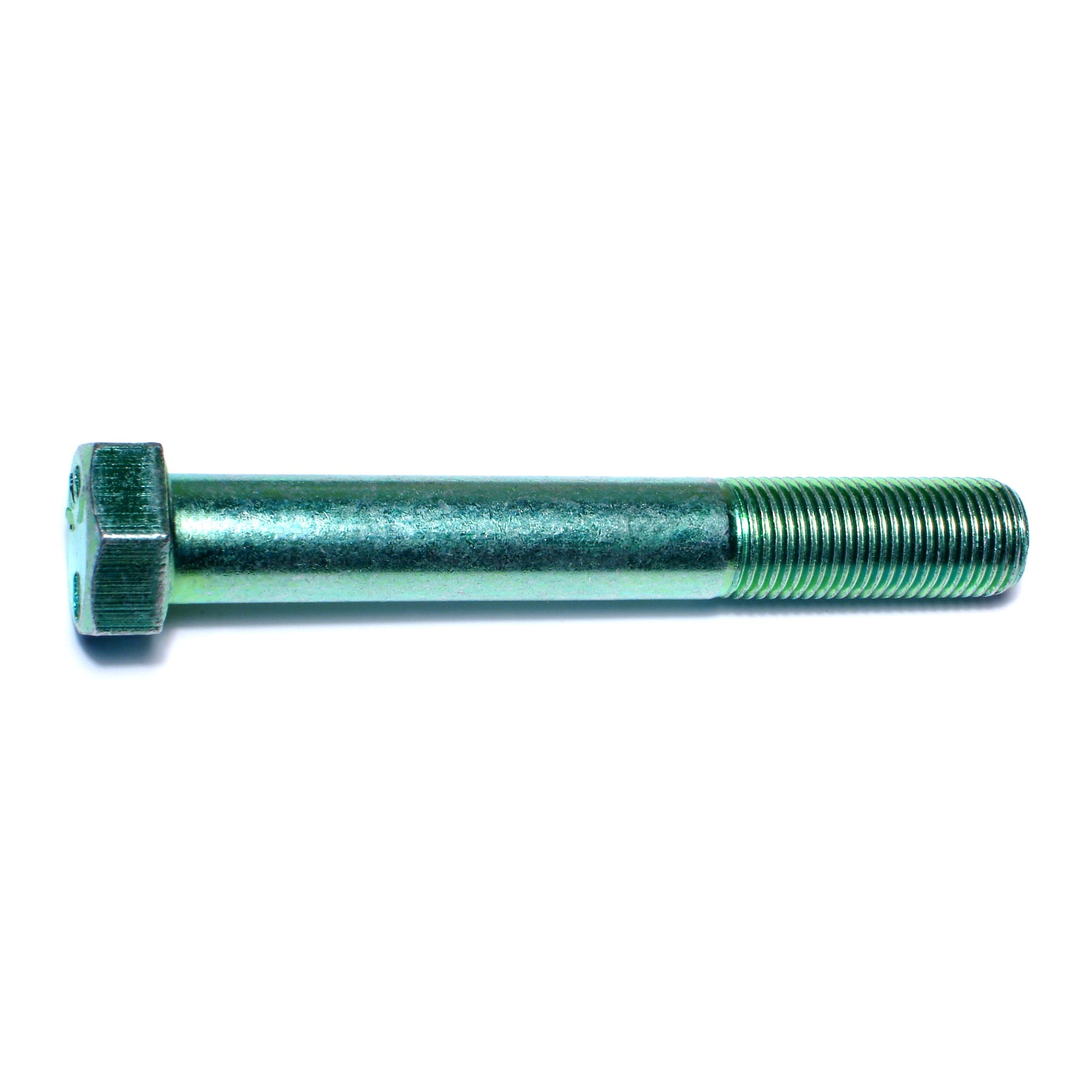 9/16"-18 x 4" Green Rinsed Zinc Plated Grade 5 Steel Fine Thread Hex Cap Screws