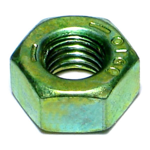 1/4"-28 Green Rinsed Zinc Plated Grade 5 Steel Fine Thread Hex Nuts
