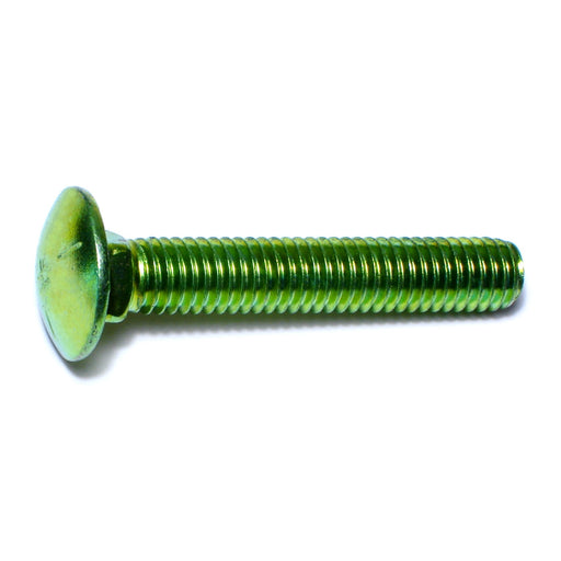 3/8"-16 x 2-1/4" Green Rinsed Zinc Plated Grade 5 Steel Coarse Thread Carriage Bolts