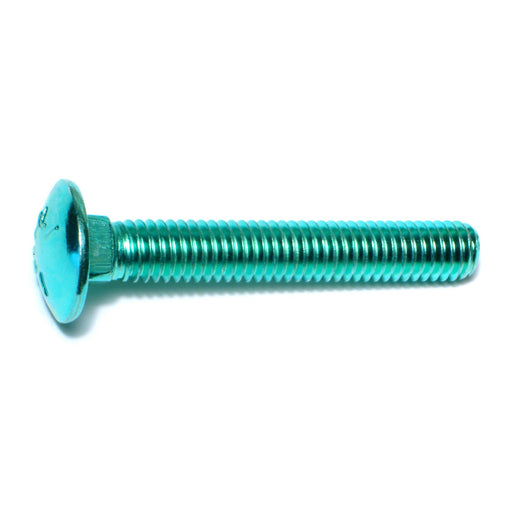 3/8"-16 x 2-1/2" Green Rinsed Zinc Plated Grade 5 Steel Coarse Thread Carriage Bolts