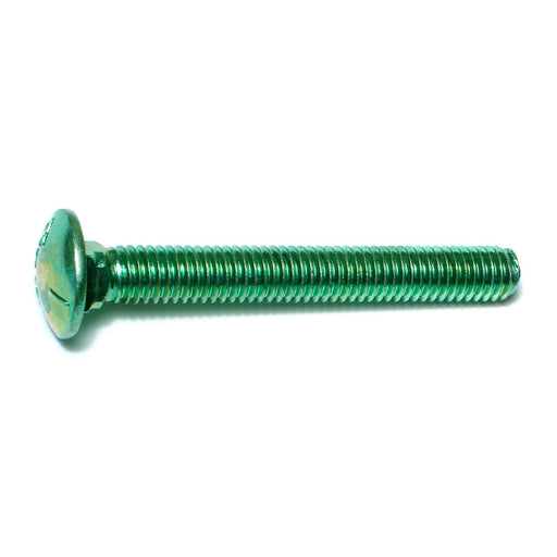 3/8"-16 x 3" Green Rinsed Zinc Plated Grade 5 Steel Coarse Thread Carriage Bolts
