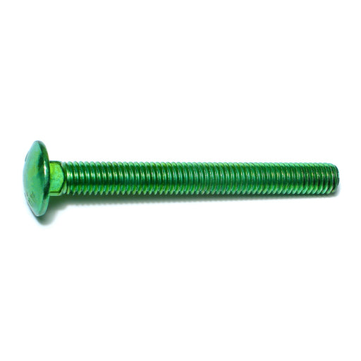 3/8"-16 x 3-1/2" Green Rinsed Zinc Plated Grade 5 Steel Coarse Thread Carriage Bolts