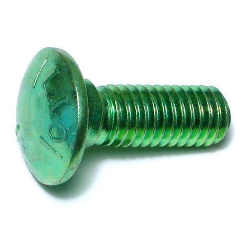 7/16"-14 x 1-1/4" Green Rinsed Zinc Plated Grade 5 Steel Coarse Thread Carriage Bolts