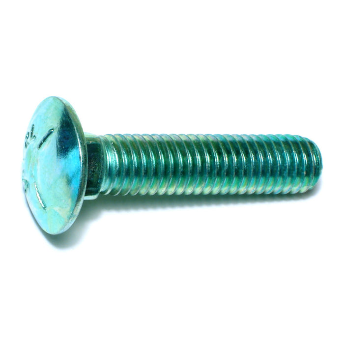 7/16"-14 x 2" Green Rinsed Zinc Plated Grade 5 Steel Coarse Thread Carriage Bolts