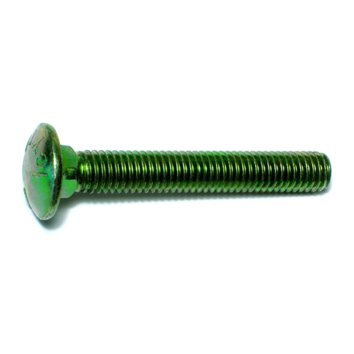 7/16"-14 x 3" Green Rinsed Zinc Plated Grade 5 Steel Coarse Thread Carriage Bolts