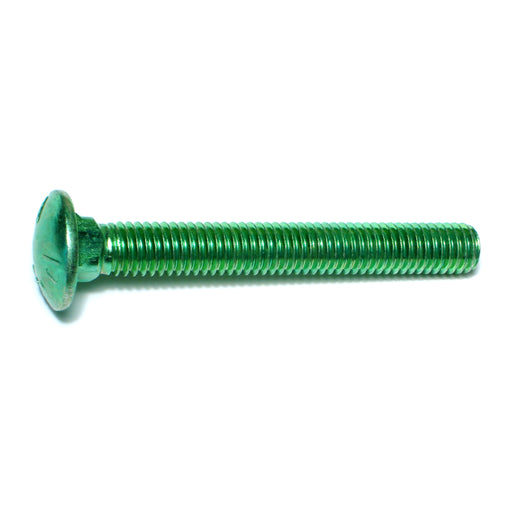 7/16"-14 x 3-1/2" Green Rinsed Zinc Plated Grade 5 Steel Coarse Thread Carriage Bolts