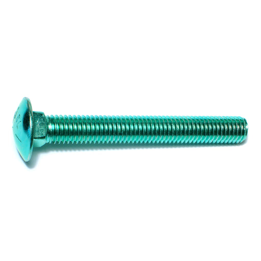 1/2"-13 x 4" Green Rinsed Zinc Plated Grade 5 Steel Coarse Thread Carriage Bolts