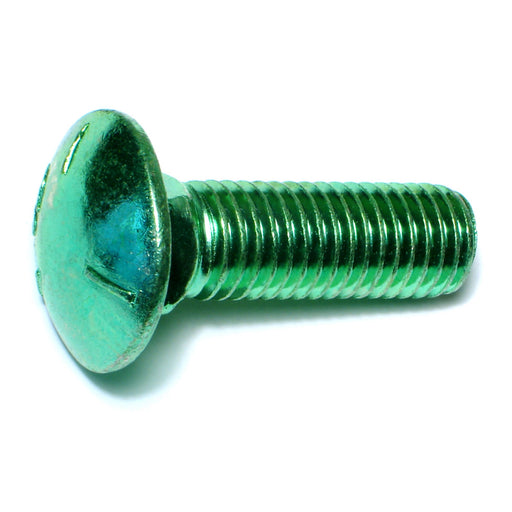 5/8"-11 x 2" Green Rinsed Zinc Plated Grade 5 Steel Coarse Thread Carriage Bolts