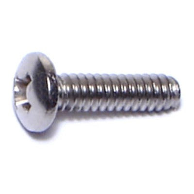 #6-32 x 1/2" 18-8 Stainless Steel Coarse Thread Phillips Pan Head Machine Screws