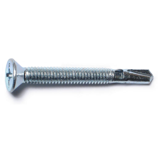 #12-14 x 2" Zinc Plated Steel Phillips Flat Head Self-Drilling Screws with Wings