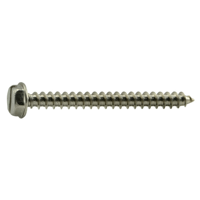 #10 x 2" 18-8 Stainless Steel Slotted Hex Washer Head Sheet Metal Screws