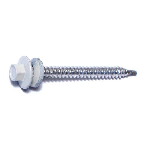 #10-14 x 2" White Painted Steel Hex Washer Head Pole Barn Self-Drilling Screws