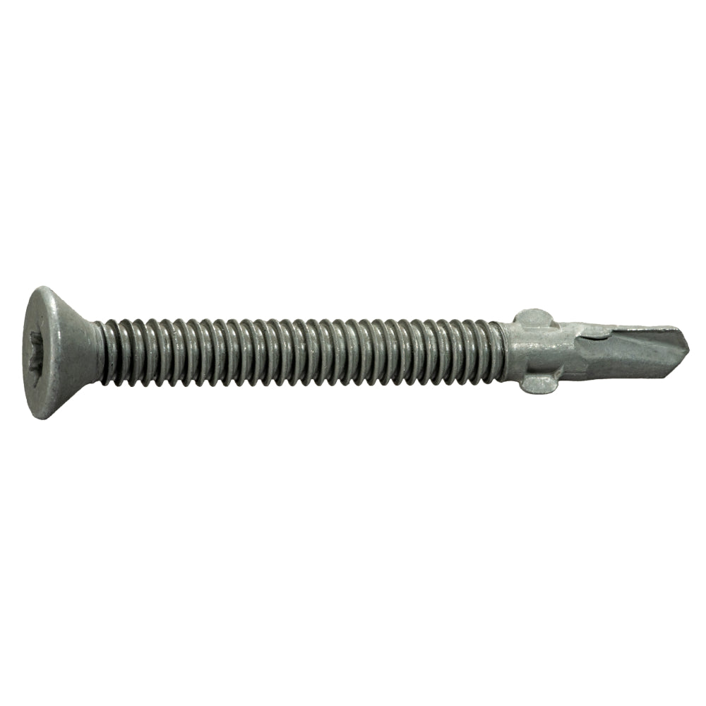 #14-14 x 2-1/2" Gray Ruspert Coated Steel Star Drive Flat Head Self-Drilling Screws with Wings