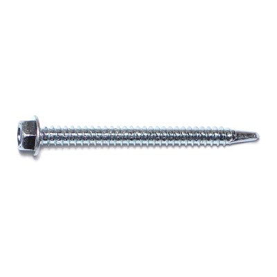 #12-14 x 2-1/2" Zinc Plated Steel Hex Washer Head Self-Drilling Screws