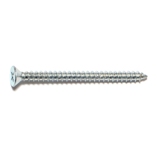 #10 x 2-1/2" Zinc Plated Steel Phillips Flat Head Sheet Metal Screws