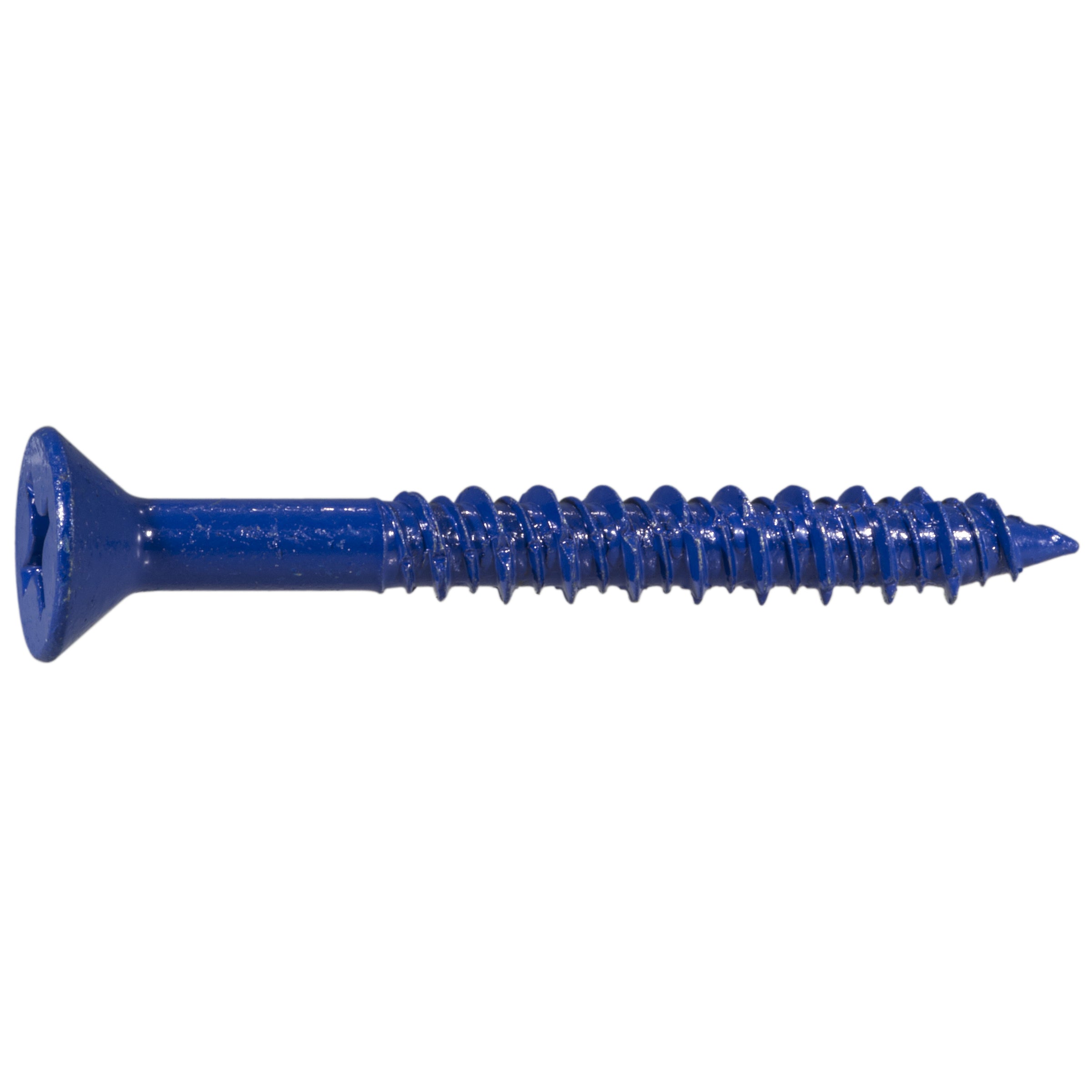 1/4" x 2-1/4" Blue Ruspert Coated Steel Phillips Flat Head Masonry Screws
