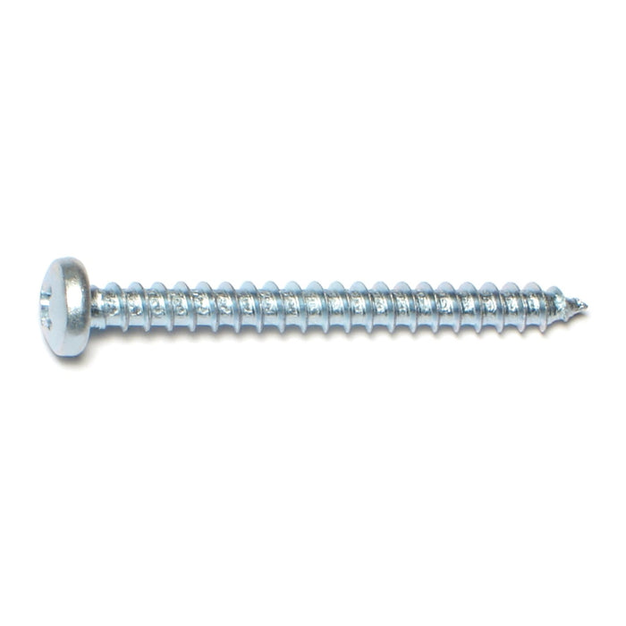 #10 x 2" Zinc Plated Steel Phillips Pan Head Sheet Metal Screws