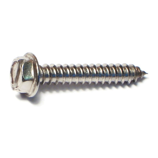 #8 x 1" 18-8 Stainless Steel Slotted Hex Washer Head Sheet Metal Screws