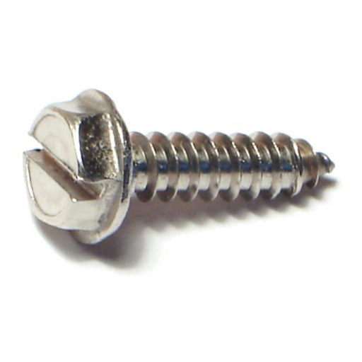 #10 x 3/4" 18-8 Stainless Steel Slotted Hex Washer Head Sheet Metal Screws