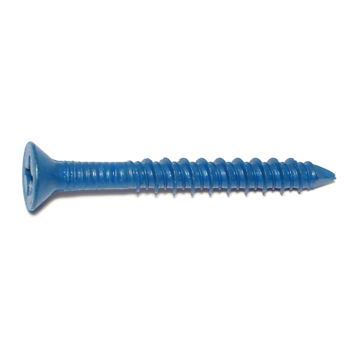 1/4" x 2-1/4" Blue Ruspert Coated Steel Phillips Flat Head Tapcon Masonry Screws
