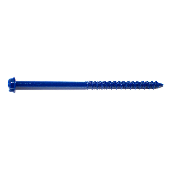 3/16" x 4" Blue Ruspert Coated Steel Slotted Hex Washer Head Masonry Screws